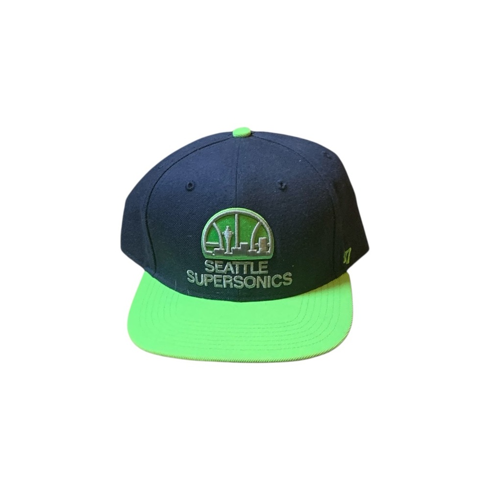 Supersonics Navy Green Snapback Hat Cap One Size NWT Seattle Seahawks Colorway